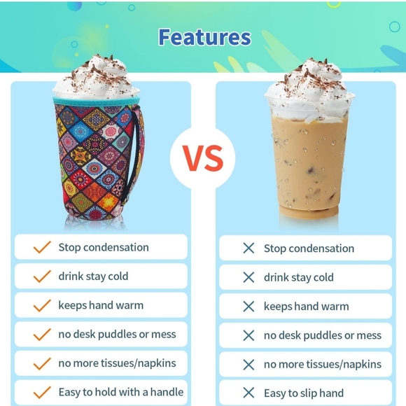 3 Piece Pink Cheetah Insulated Coffee Cup Sleeves With Handle. NWT - Picture 3 of 4